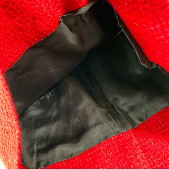 ZARA Tweed Mini Skirt Red Slit With Belt Loops Womenâs US XS EUC Textured Fabric - Picture 12 of 15